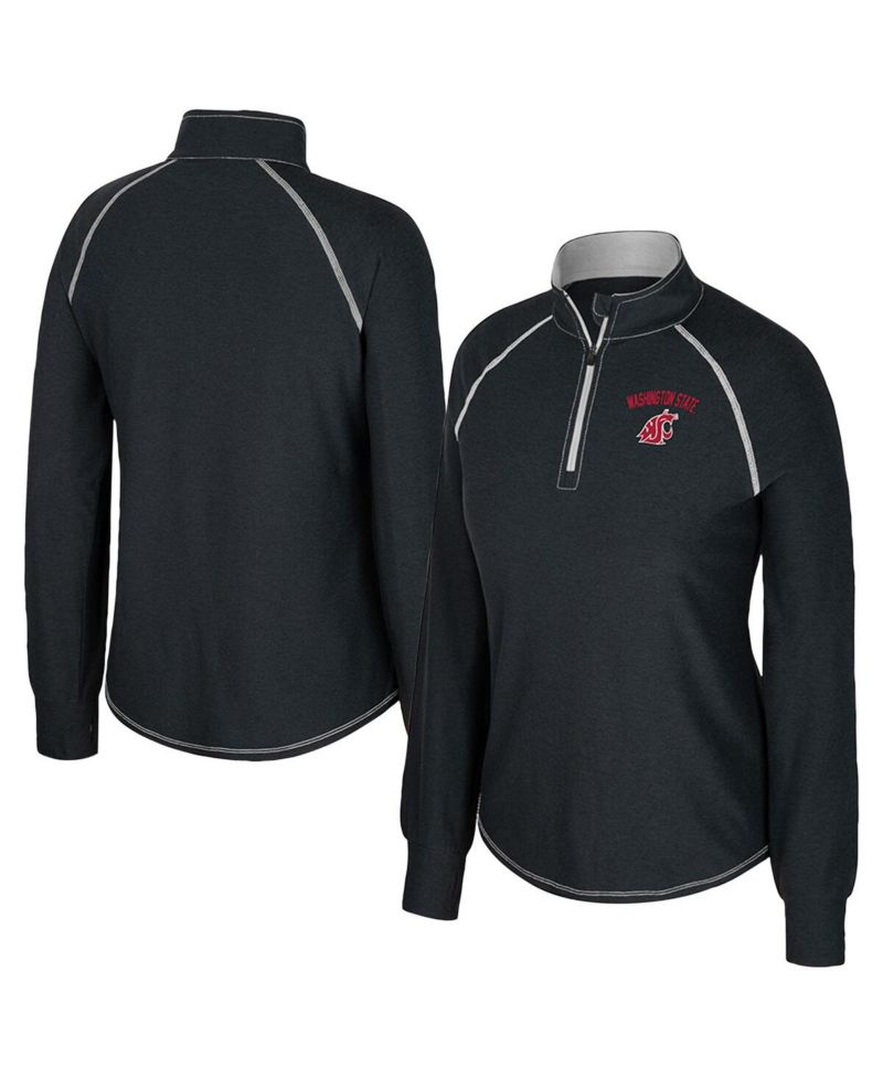 Women's Black Washington State Cougars Bikram Raglan Quarter-Zip Top