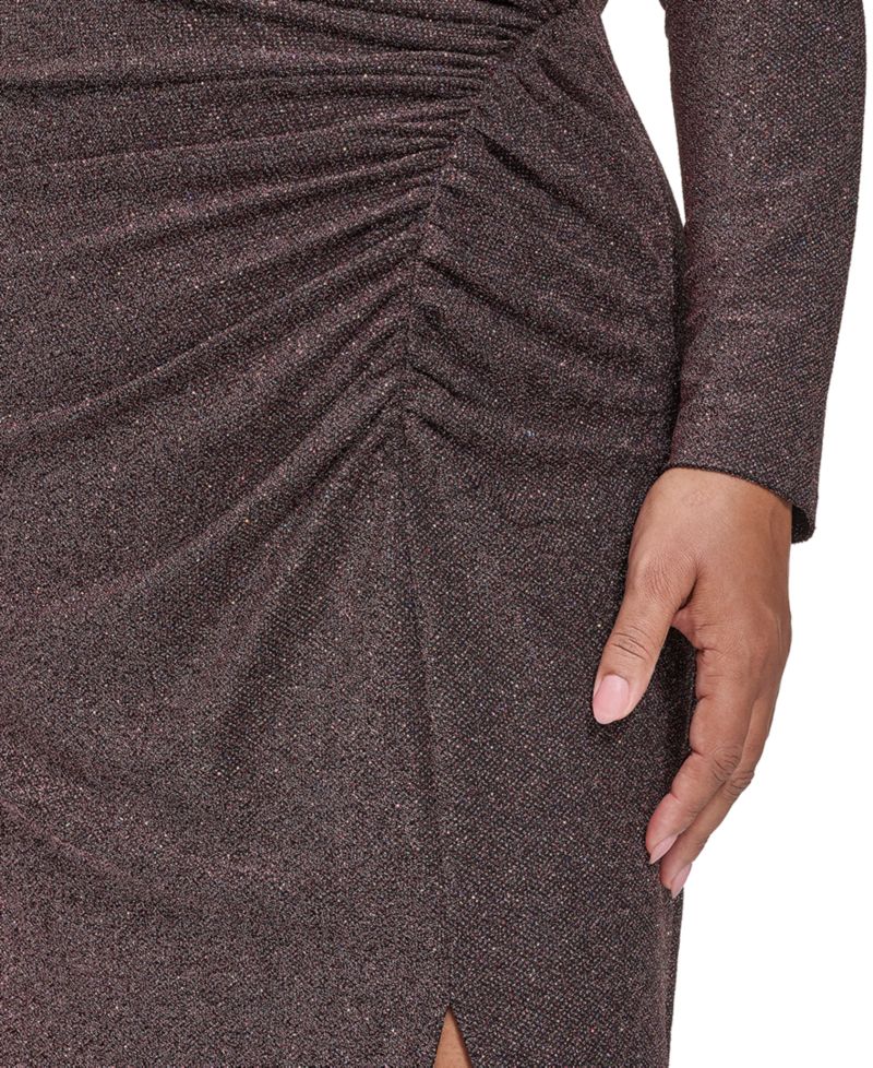 Plus Size Long Sleeve Glitter Knit Dress