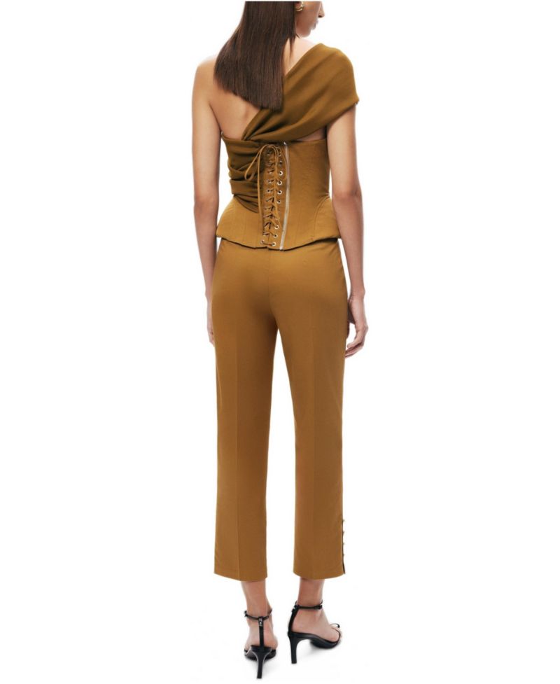 Women's One-Shoulder Draped Gabardine Bustier