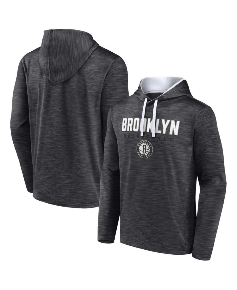 Men's Heather Charcoal Brooklyn Nets Fast Break Pullover Hoodie