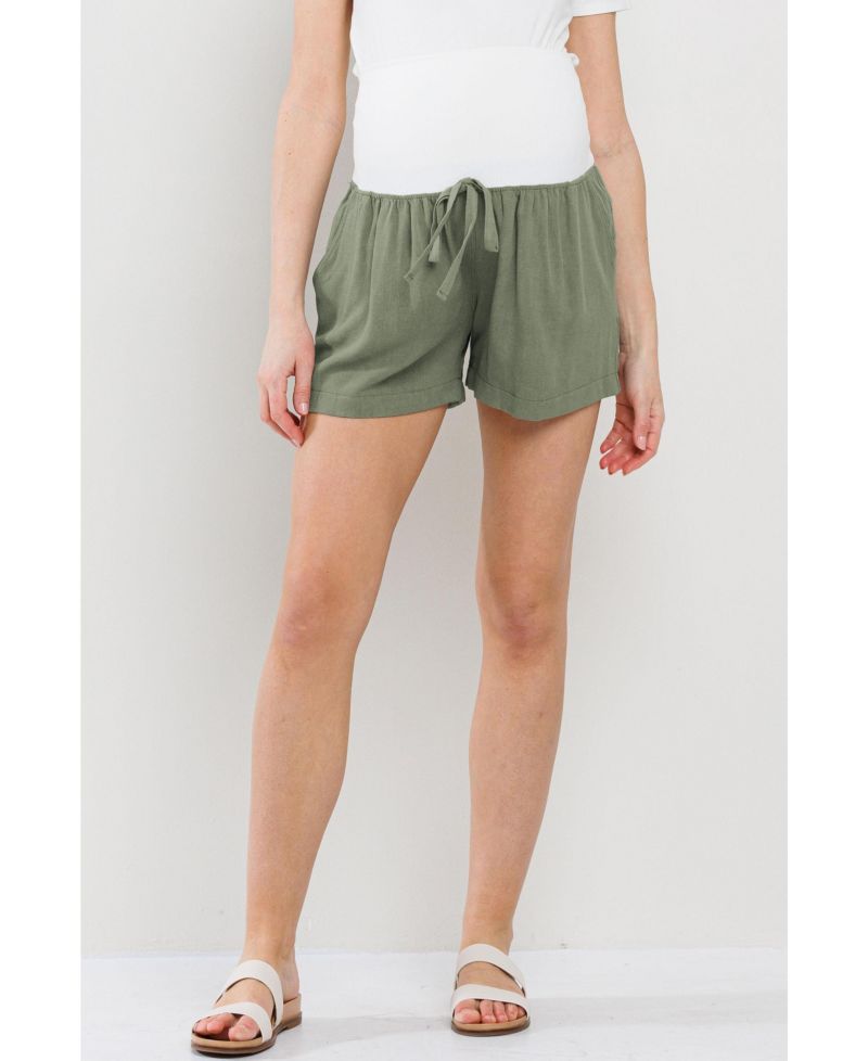 Maternity Relaxed Over-the-Belly Pull-On Shorts with Pockets