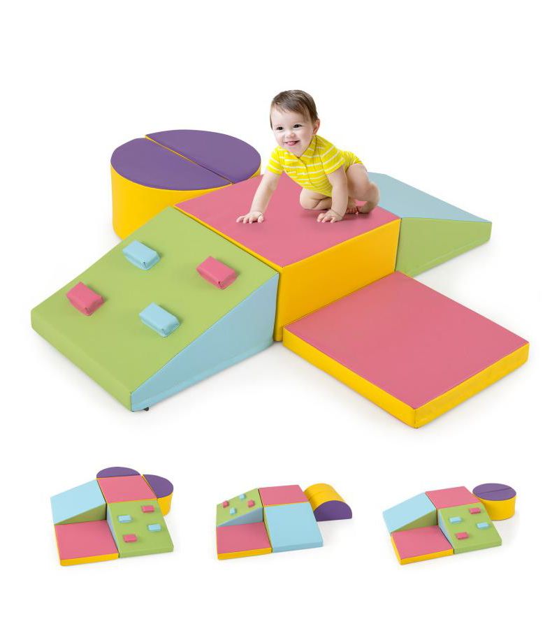 6 Piece Foam Climbing Blocks with Hook and Loop Fasteners