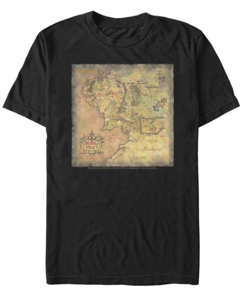 Men's Lord of The Rings 1 Lord of The Rings Map Short Sleeve T-shirt