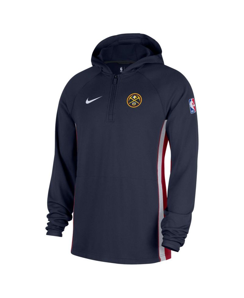 Men's Navy Denver Nuggets Authentic On Court Zone Quarter-Zip Dri-FIT Hoodie Jacket