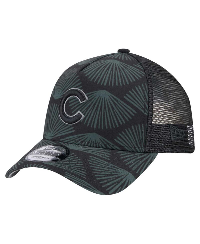 Men's Black Chicago Cubs 9FORTY A-Frame Trucker Adjustable Hat