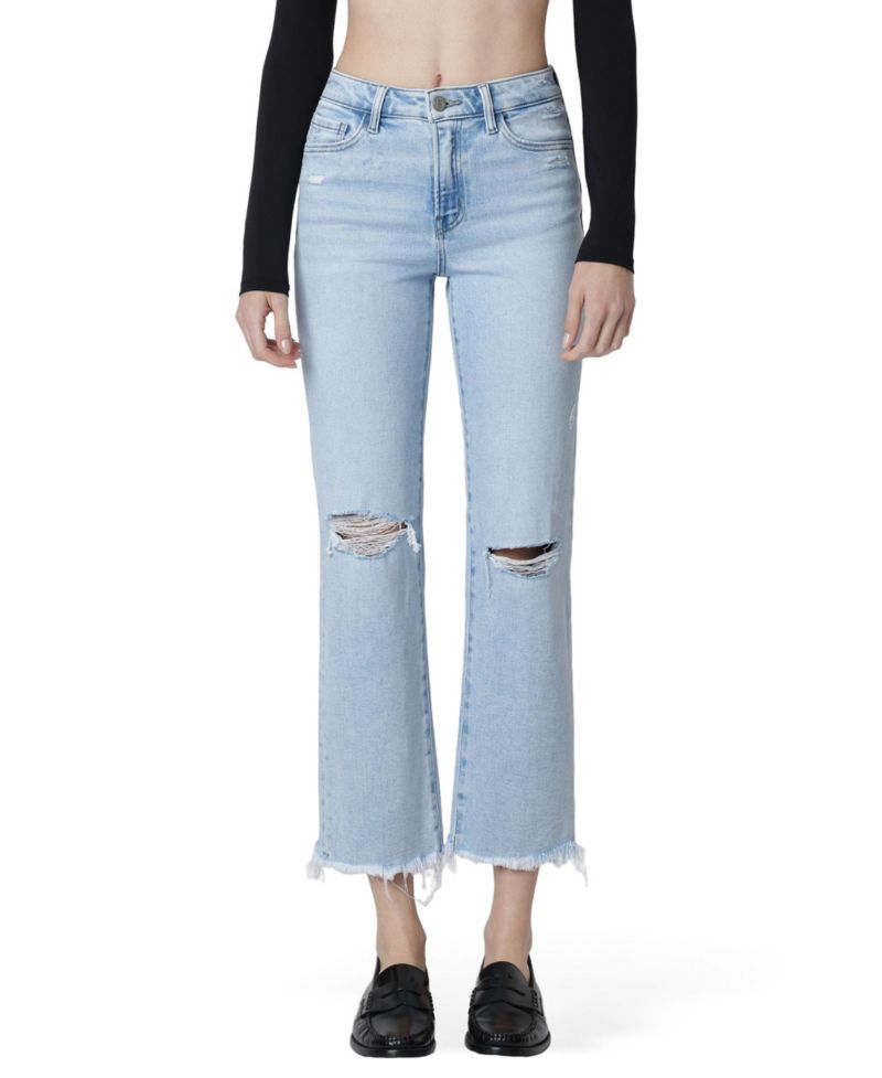 Women's High Rise Distressed Ankle Straight Jeans