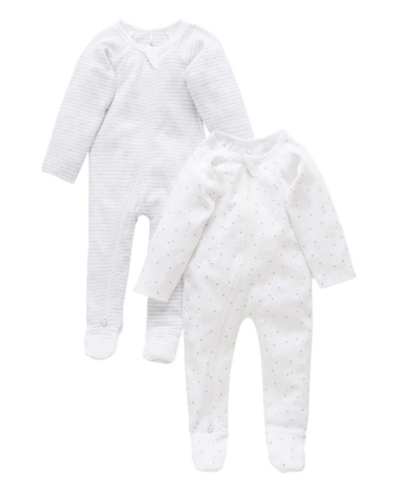 Baby Boy and Baby Girl 2 Pack Zip Coverall