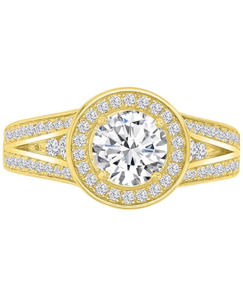 Cubic Zirconia Halo Tapered Split Shank Bridal Set