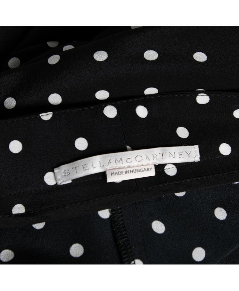 Women's Monochrome Polka Dotted Silk Wide Leg Pants