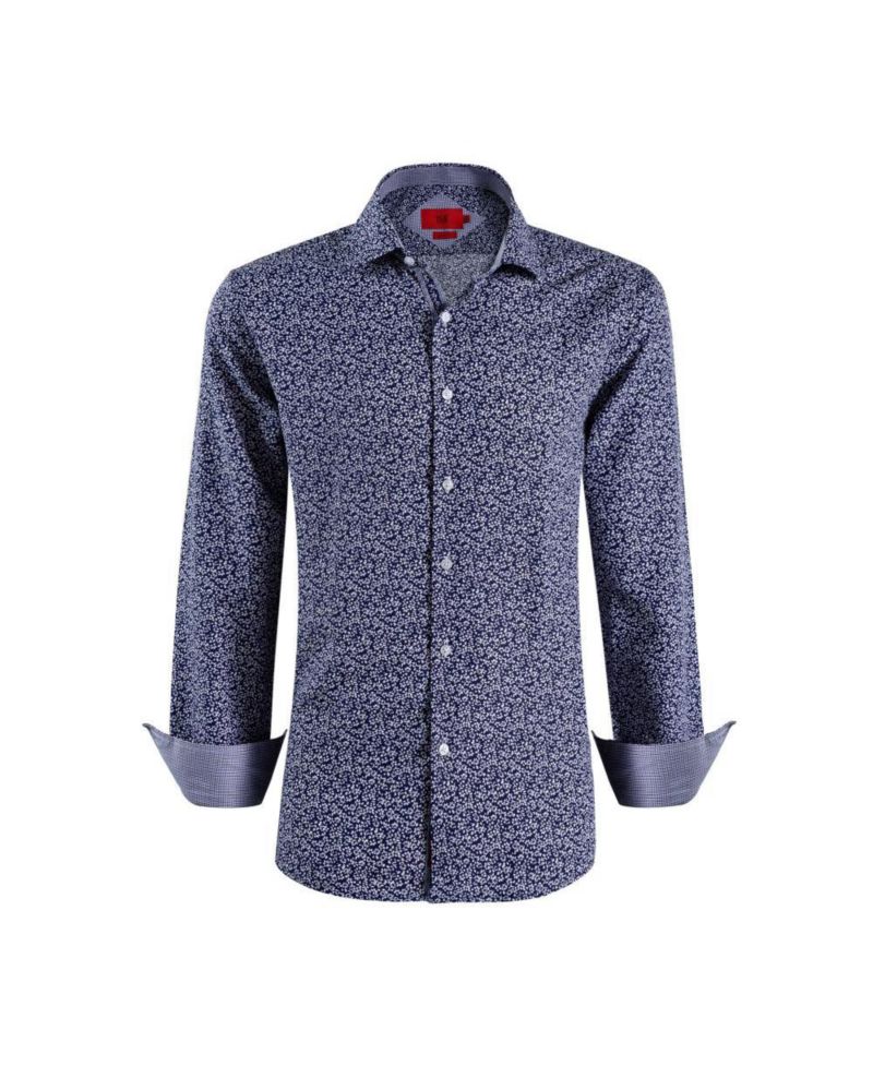 Men's Slim Fit Floral Printed Button-Down Shirt