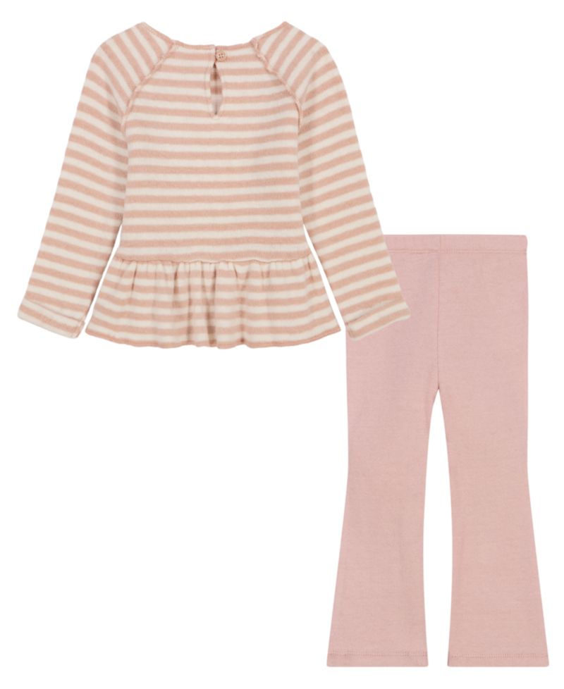 Baby Girls' Long-Sleeve Striped Flared-Leg Top and Flare Pants, 2-Piece Set