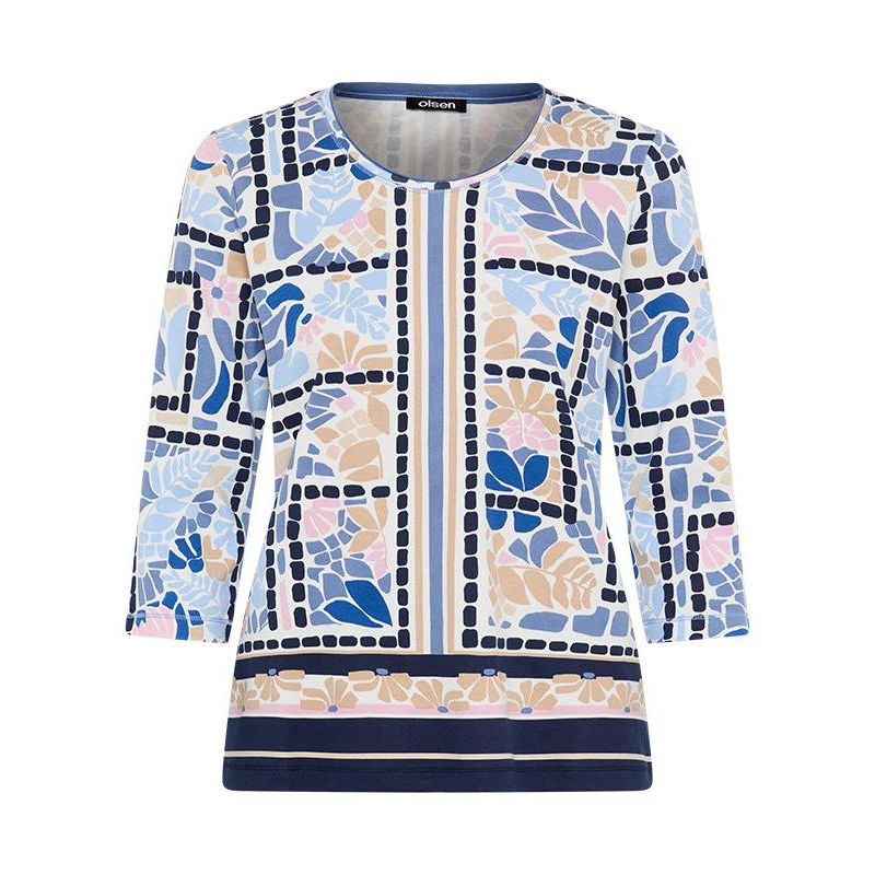 Women's Floral and Border Print T-Shirt