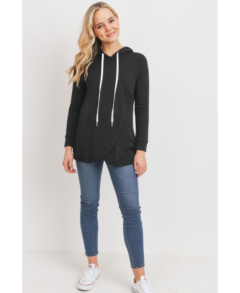Maternity Crossover Drawstring Nursing Hoodie