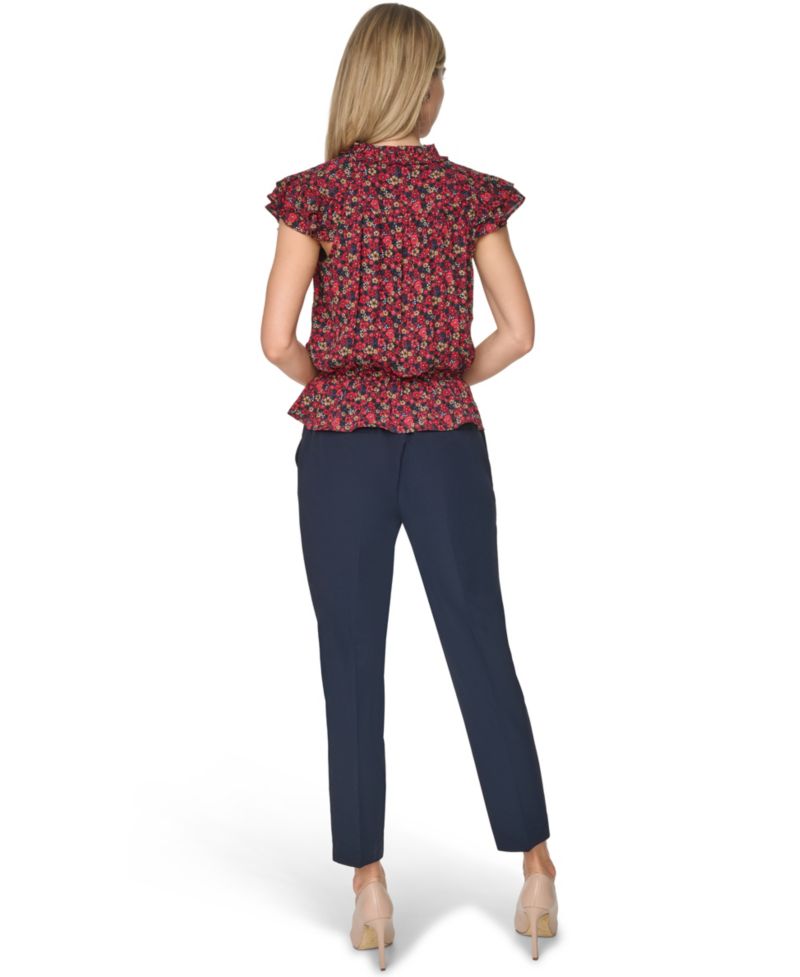 Women's Peplum Flutter-Sleeve Pull-On Blouse