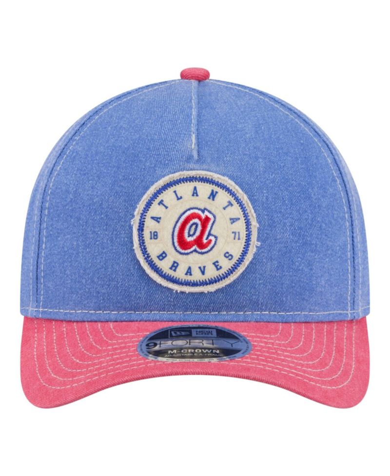 Men's Royal/Red Atlanta Braves Felt M-Crown 9FORTY Adjustable Hat