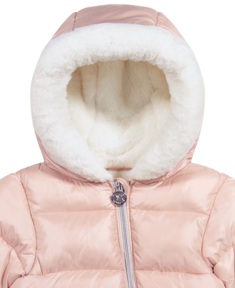 Baby Girls' Faux Fur Pram Hooded Snowsuit