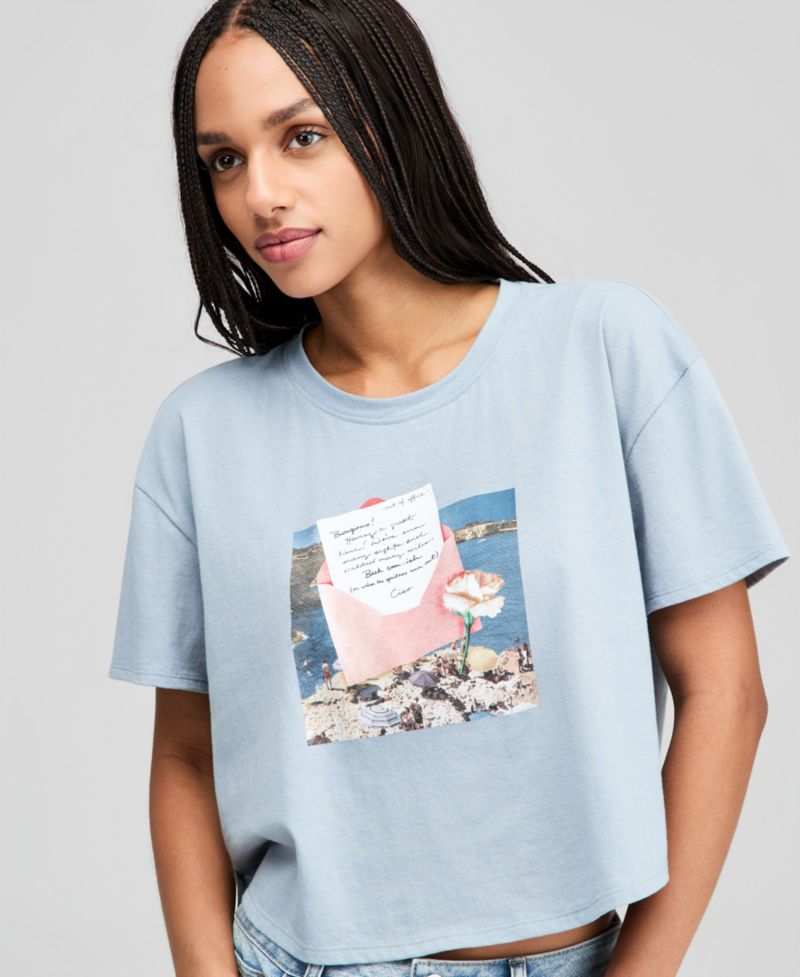 Women's Postcard Graphic Cropped T-Shirt