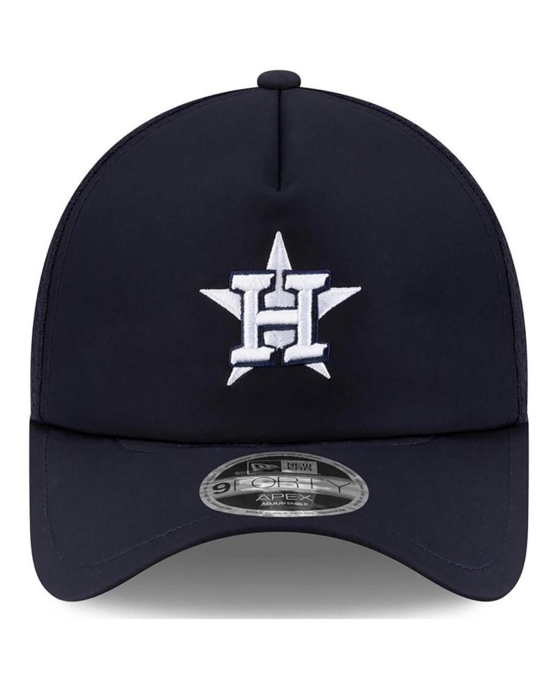 Men's Navy Houston Astros 2026 Batting Practice Apex 9FORTY Adjustable Trucker Hat