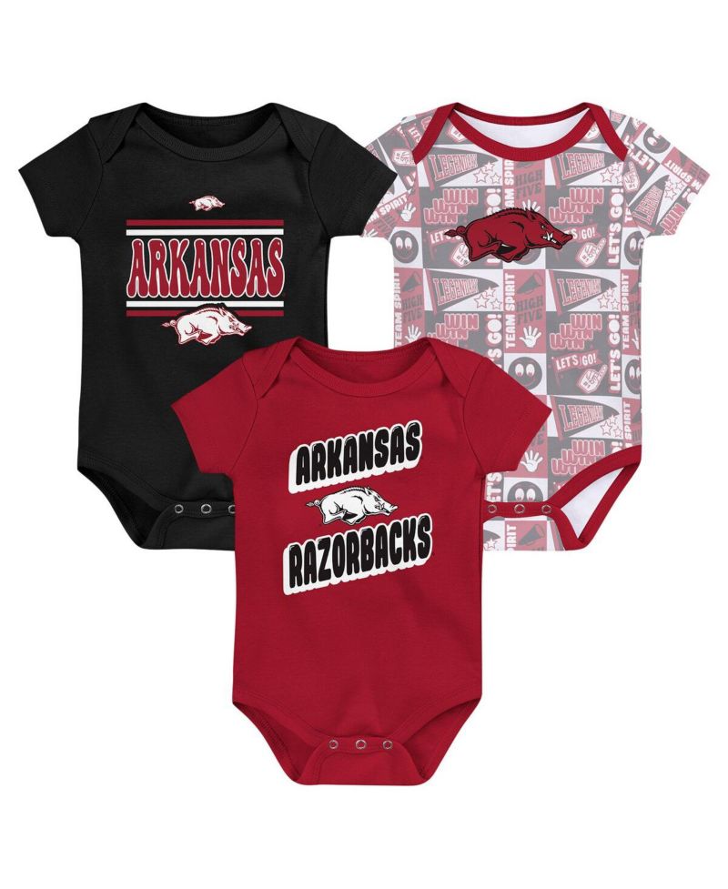 Newborn Cardinal Arkansas Razorbacks Sunday Comics Bodysuit 3-Pack