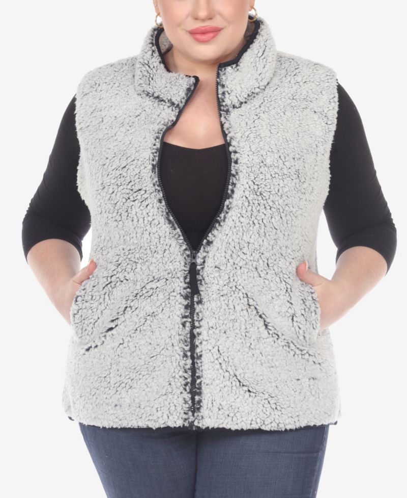Plus Size Women's Zip Up Sherpa Vest Jacket