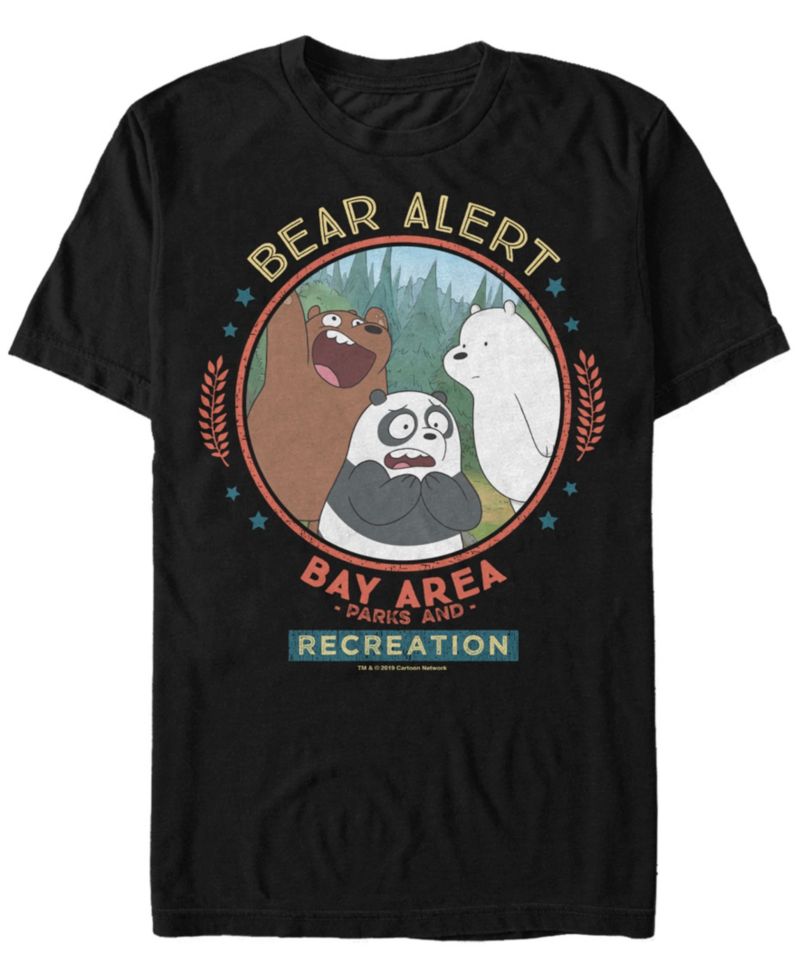 Men's We Bare Bears Bay Area Bear Alert Circle Short Sleeve T- shirt