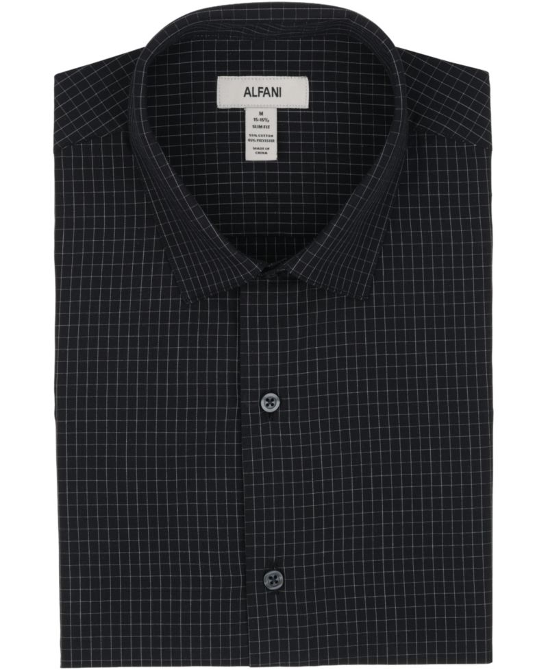 Men's Slim-Fit Grid Dress Shirt