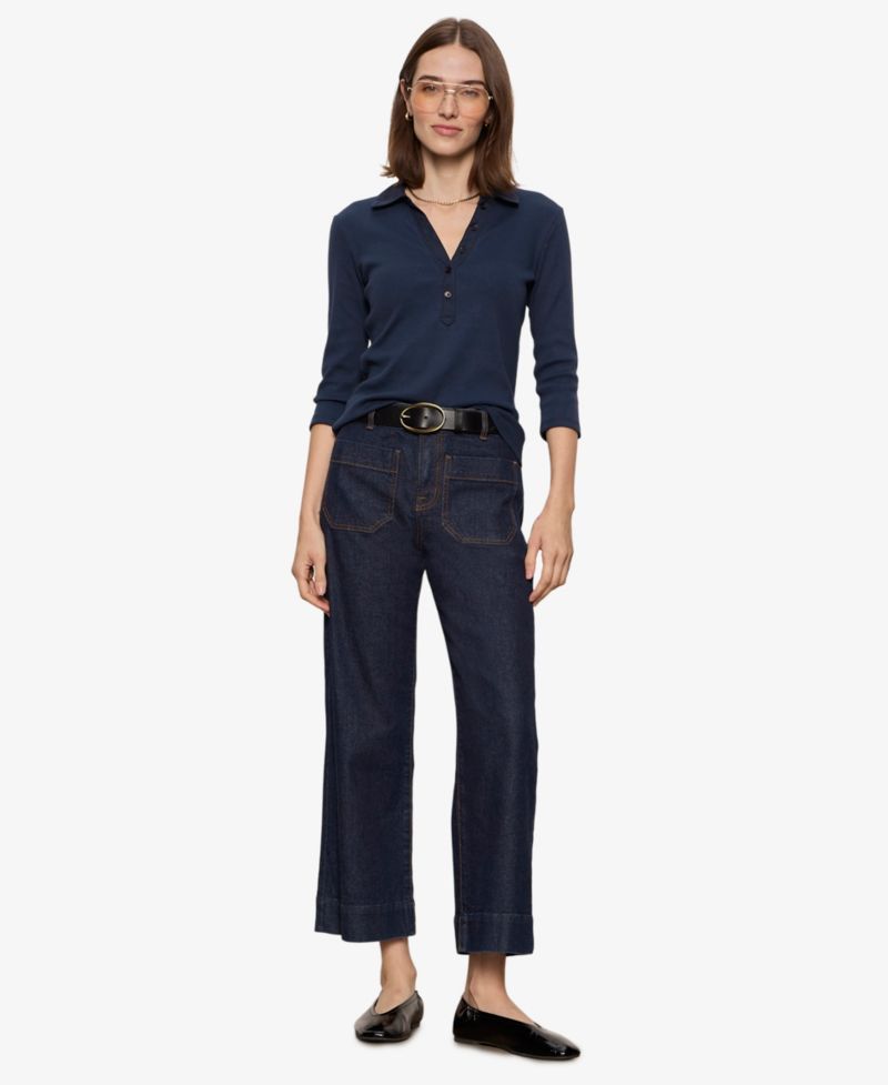 Petite Echo Button-Front Top