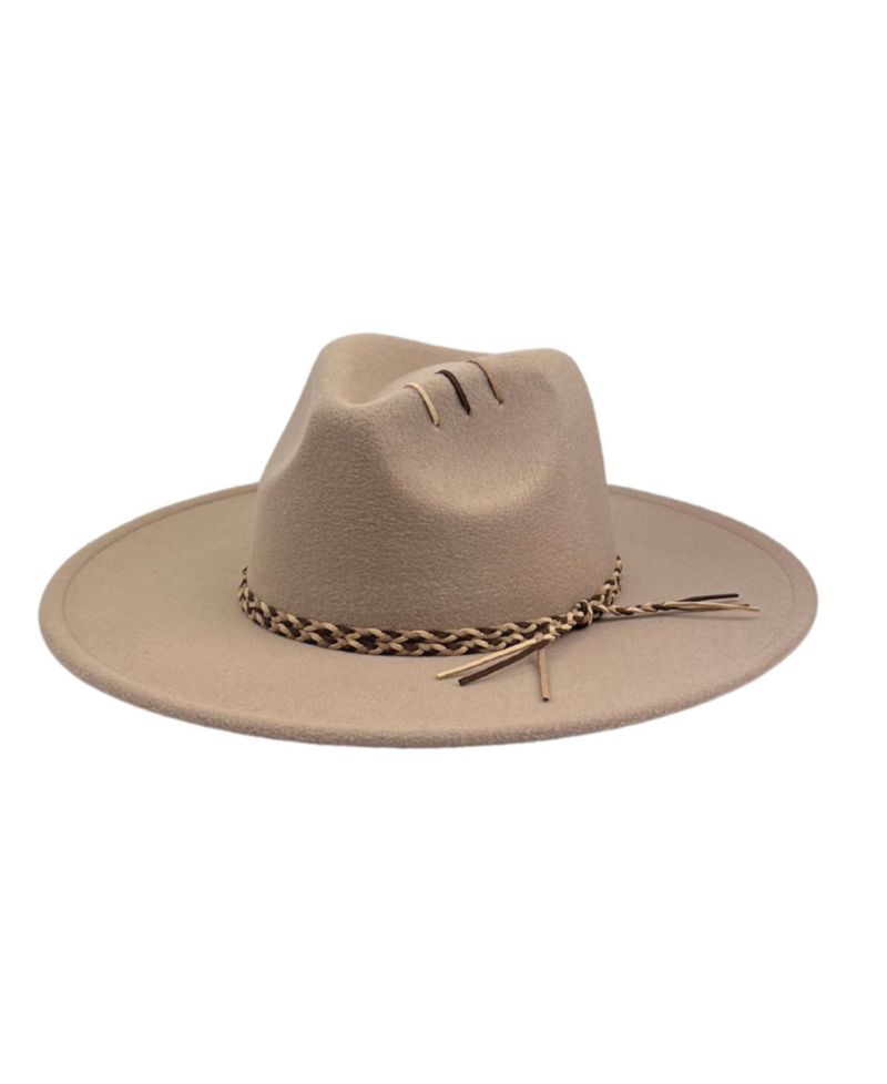 Braid Trim Felt Panama Hat