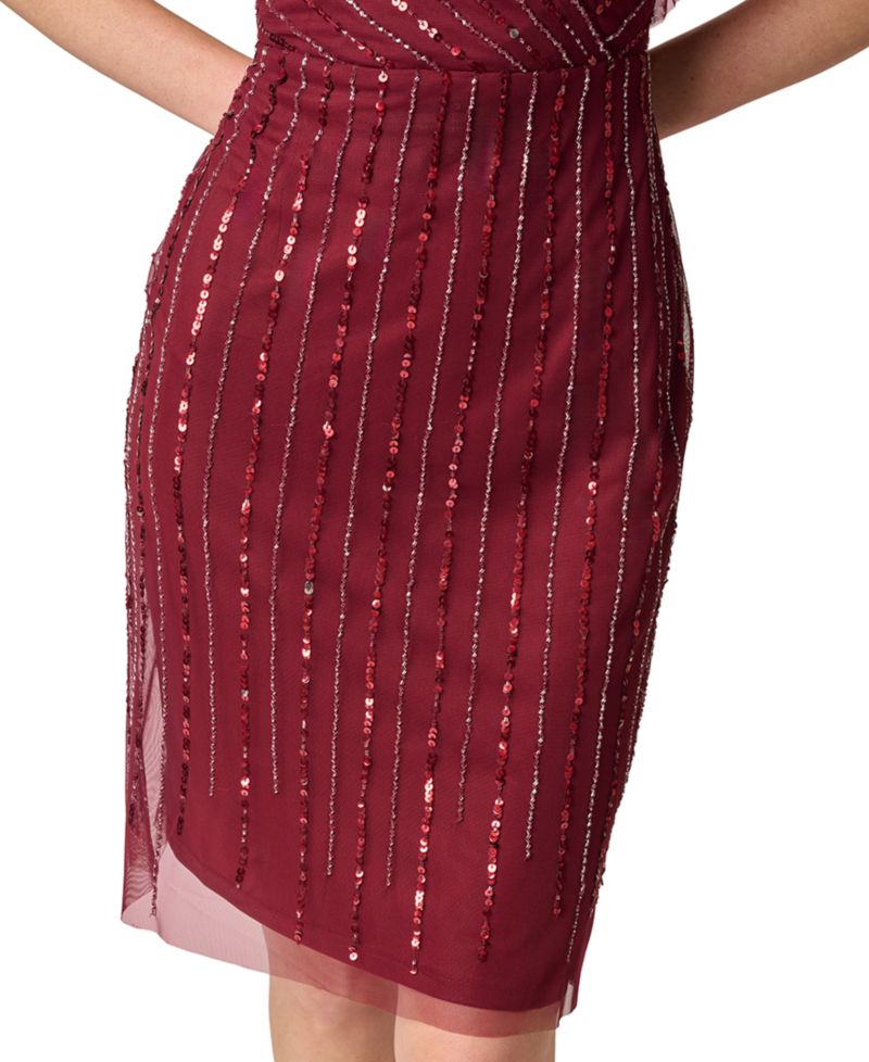 Women's Surplice Flutter-Sleeve Sequin Dress