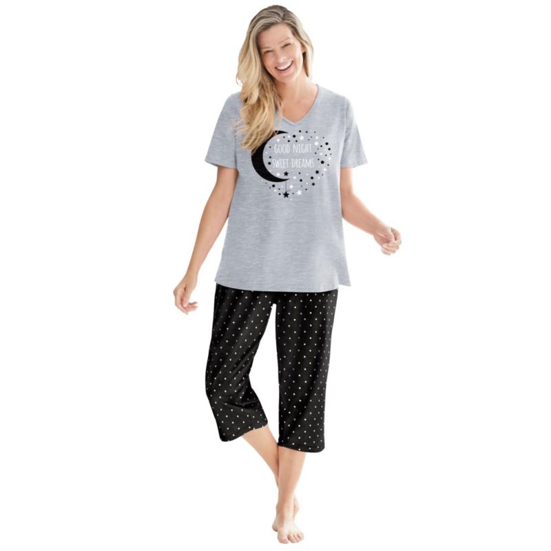 Plus Size Dreams and Co. 2-Piece Capri Cotton PJ Set
