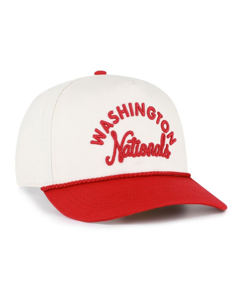 Men's and Women's '47 Natural/Red Washington Nationals Rope Script Hitch Adjustable Hat