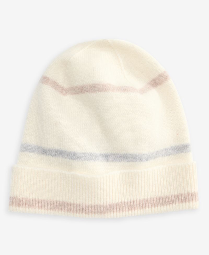 Mixed Stripe Cashmere Cuffed Beanie