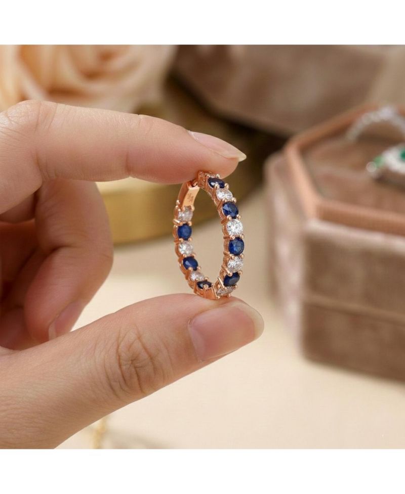 Colored Cubic Zirconia Inside Out Hoop Earrings