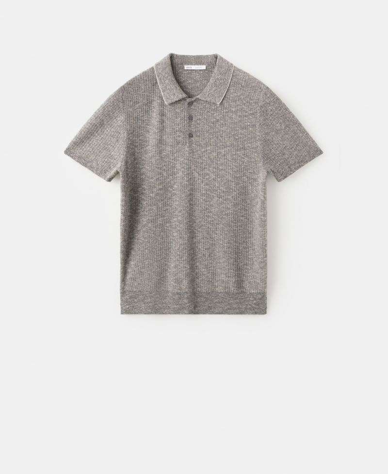 Men's Ribbed Linen-Cotton-Blend Polo Shirt
