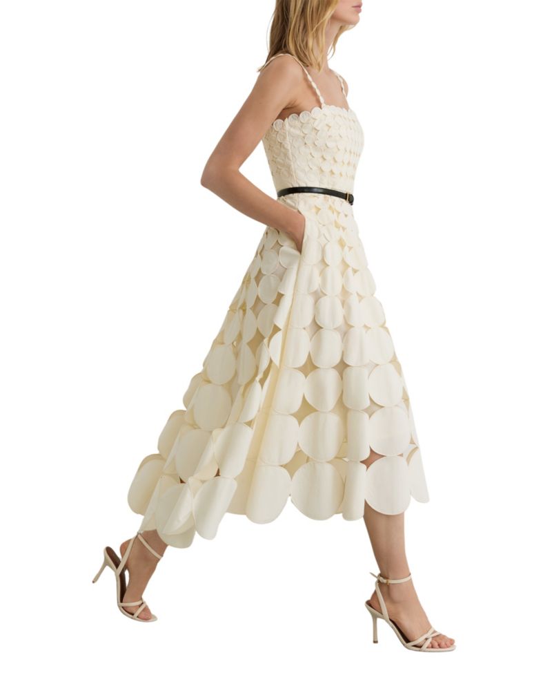 Women's Cotton Cut-Out Belted Midi Dress