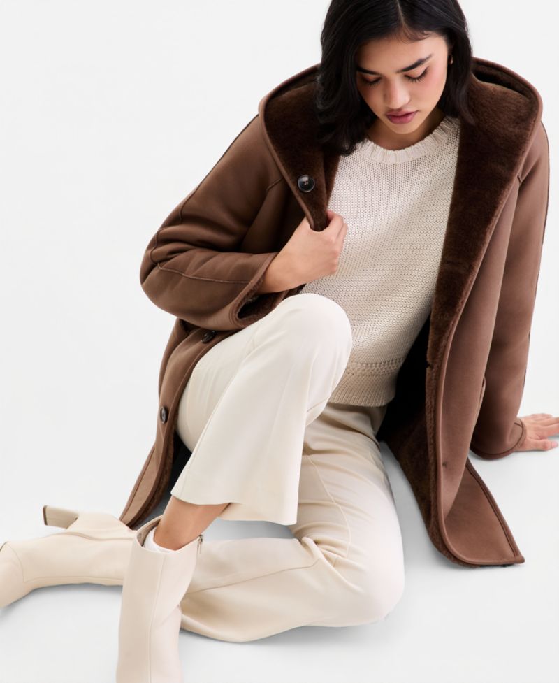 Women's Hooded Reversible Teddy Jacket, Created for Macy's