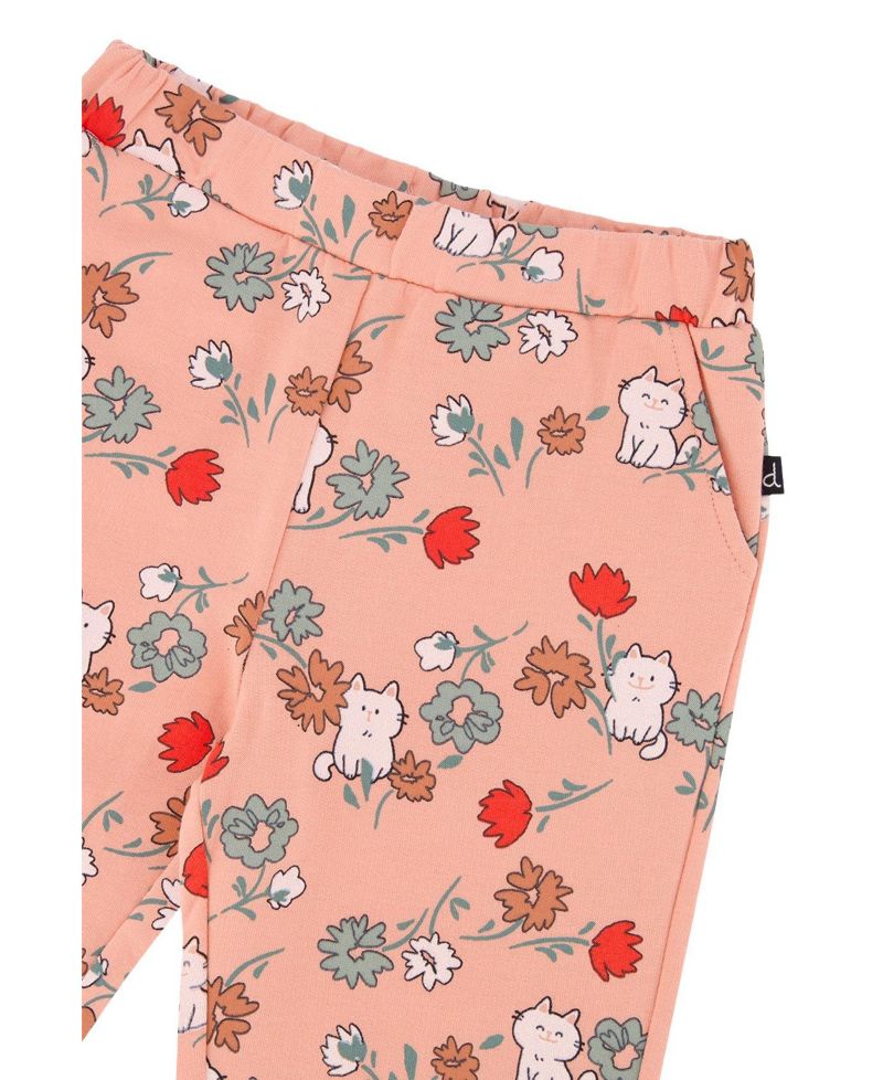 Baby Girls French Terry Sweatpants Pink Cat Print