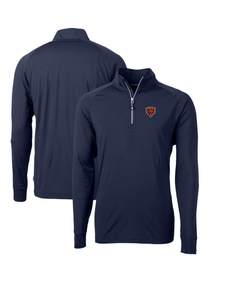 Men's Navy Chicago Bears Adapt Eco Knit Stretch Big & Tall Quarter-Zip Throwback Pullover
