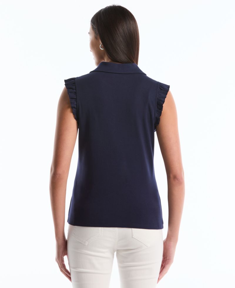 Petite Ruffle Sleeveless Polo Shirt
