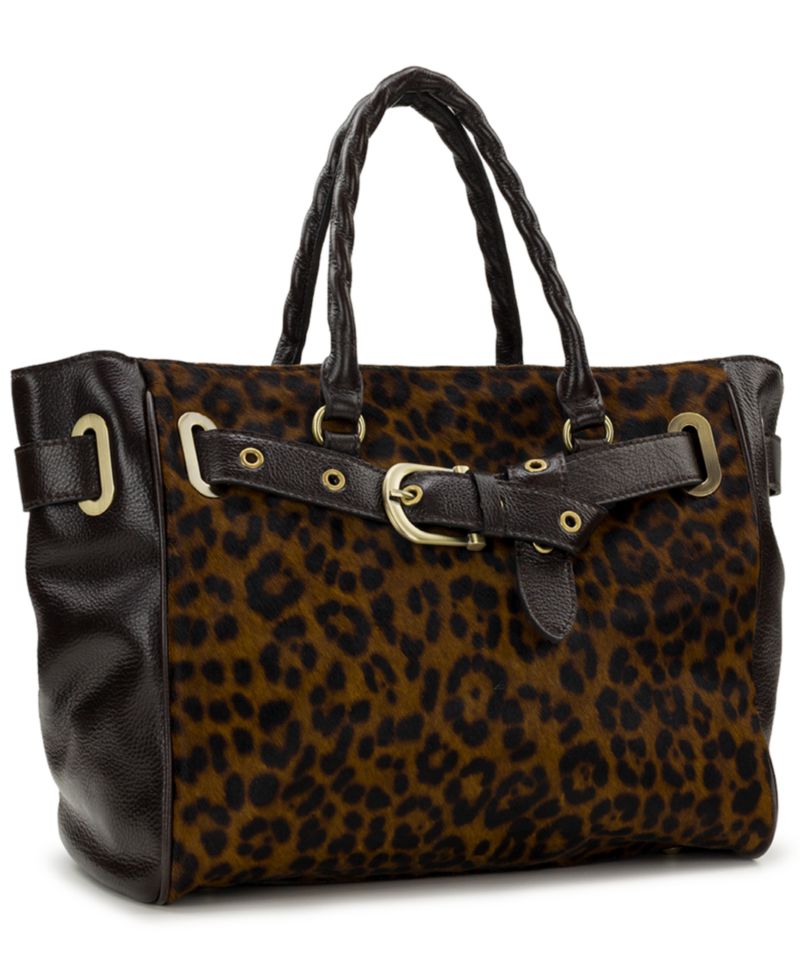 Kari Leather Leopard Extra-Large Satchel Handbag