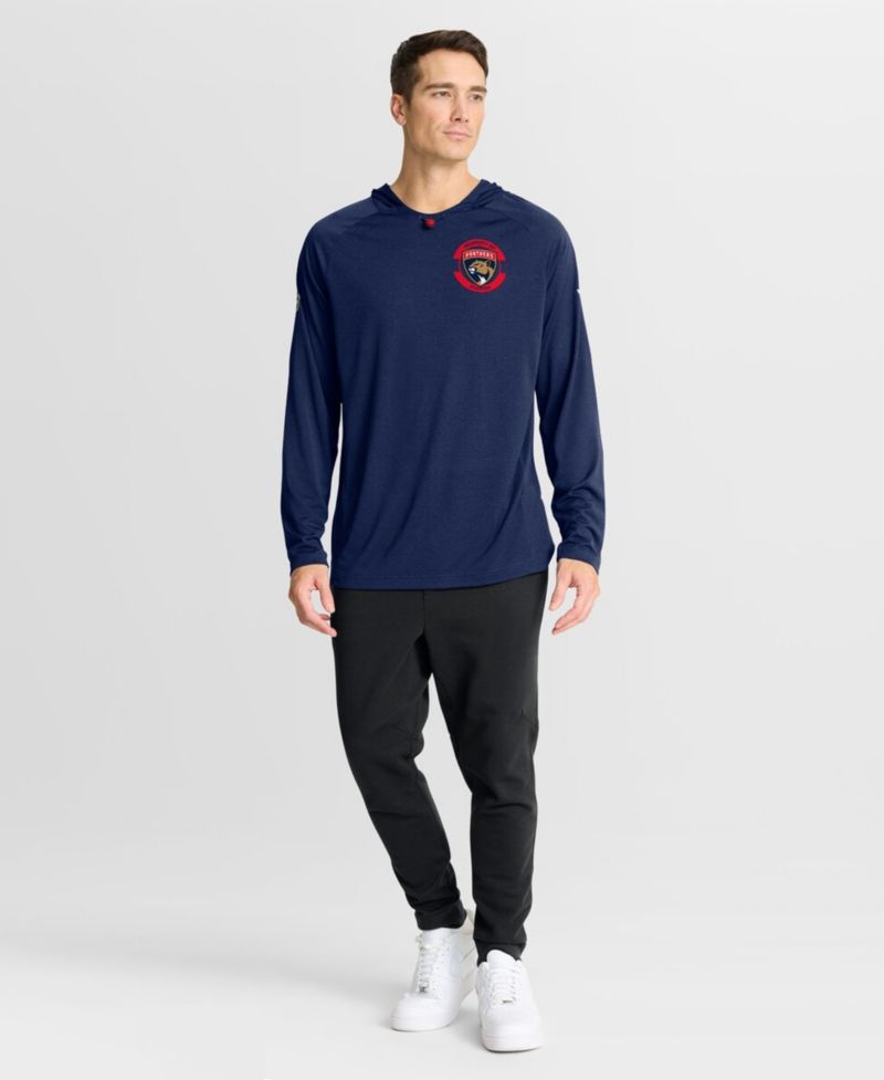 Men's Navy Florida Panthers Authentic Pro Rink Raglan Hoodie