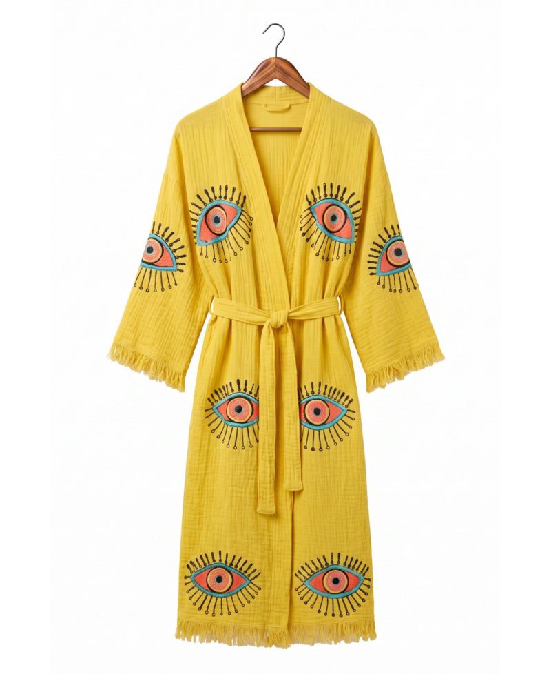 Women's Aria Handmade Muslin V-Neck Cover-Up Robe