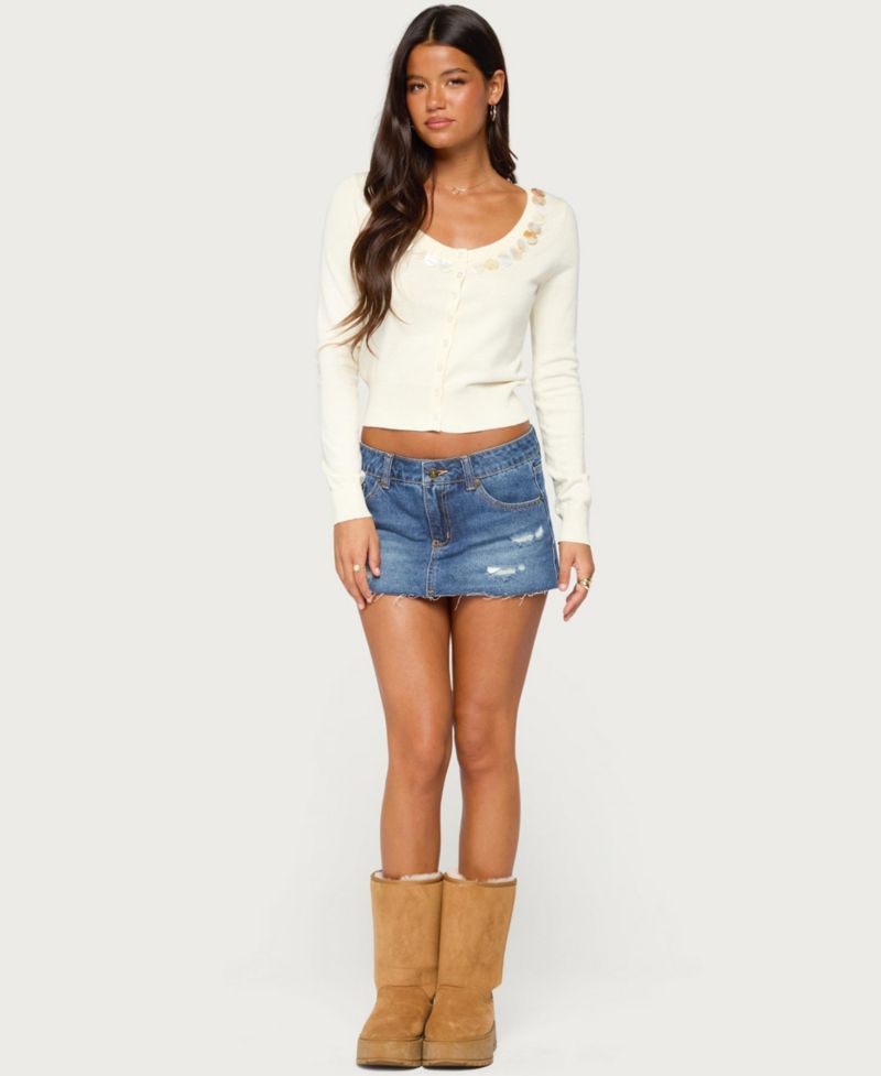 Women's Eeva Iridescent Cropped Button Cardigan