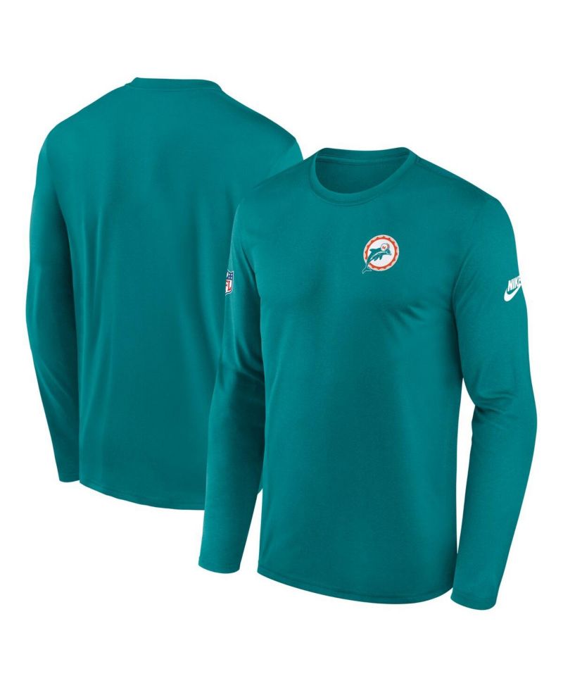 Men's Aqua Miami Dolphins Legend Small Logo Performance Long Sleeve T-Shirt