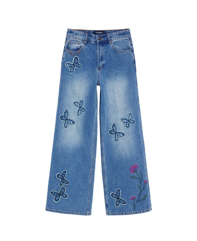 Women's Wide-leg jeans with butterflies