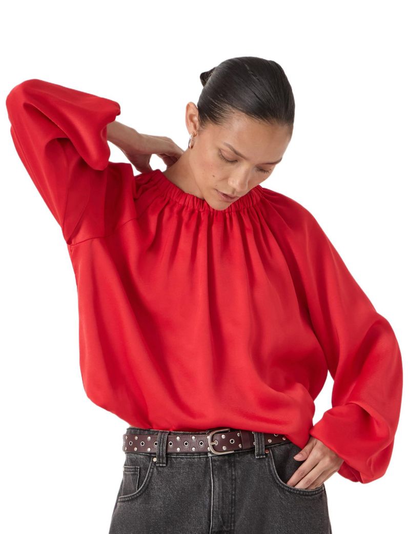 Women's Satin Bubble Hem Top