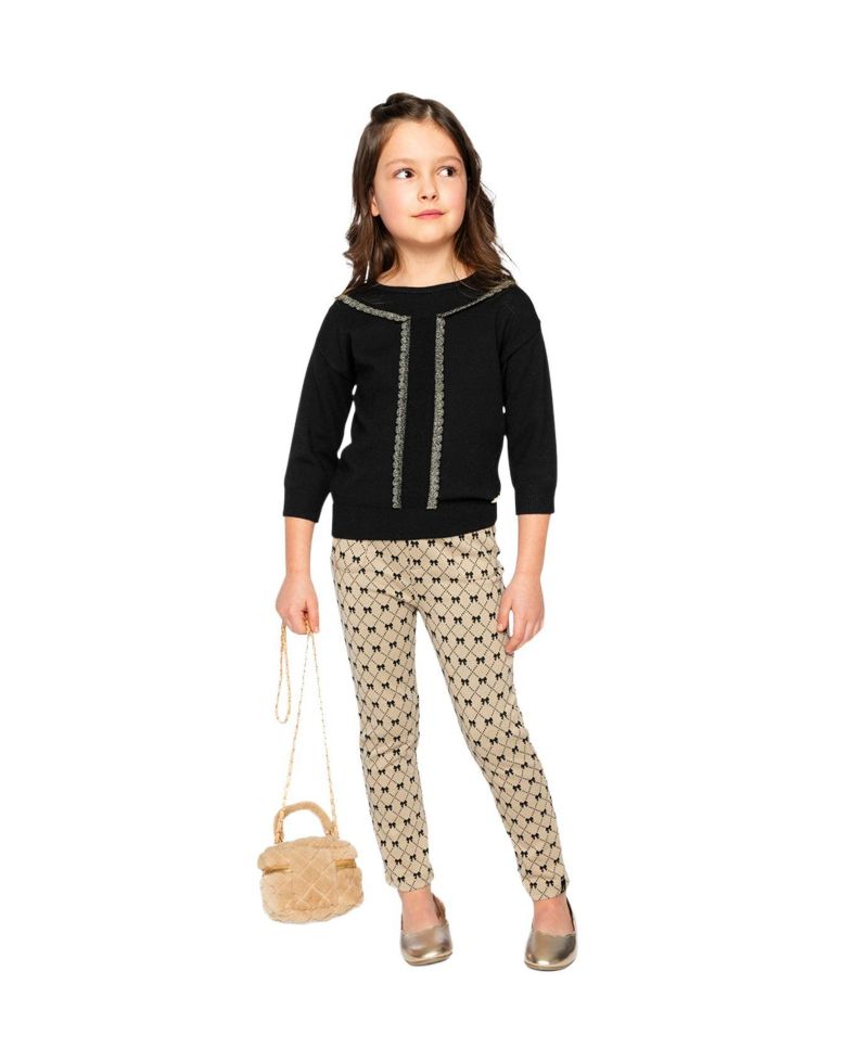 Big Girls (6-14) Treggings Bow Tie Print