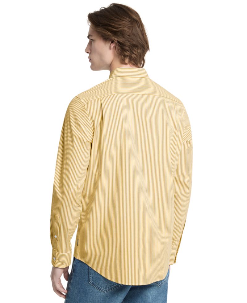 Men's Striped Stretch Regular-Fit Cotton-Blend Button-Front Shirt