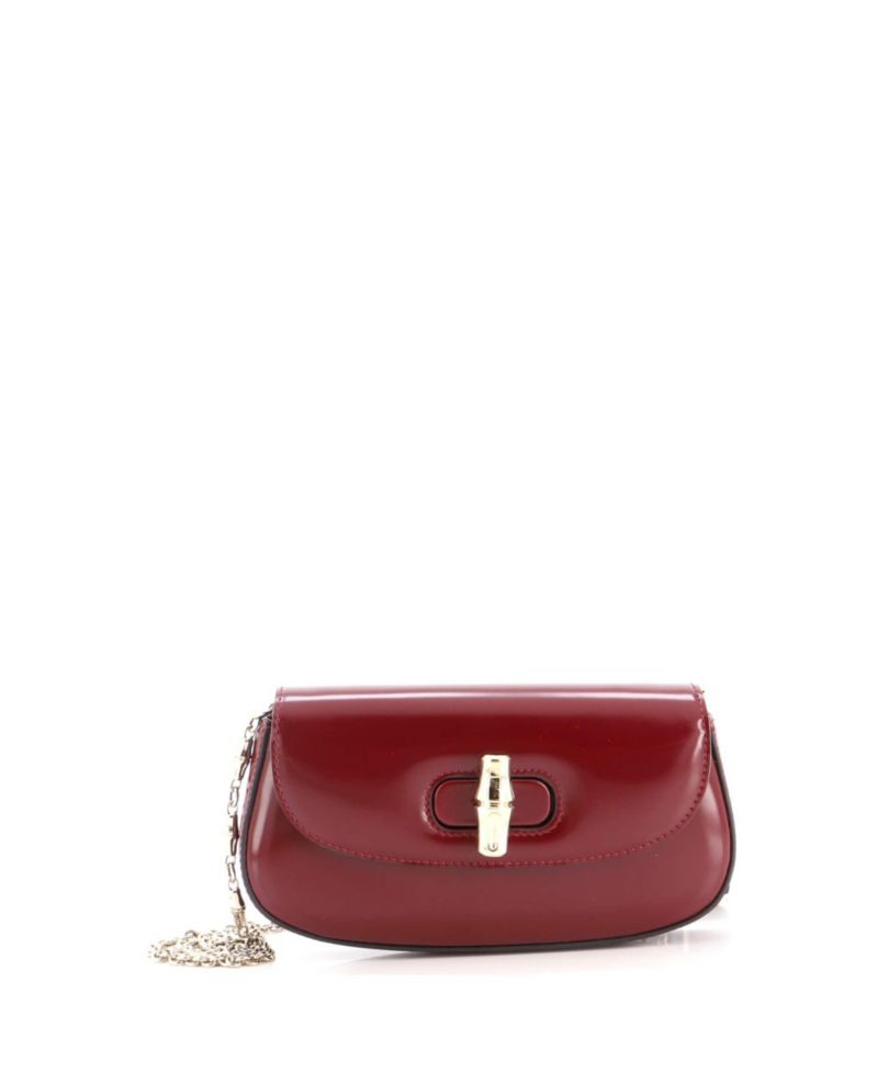 Small Bamboo Night Chain Clutch Leather