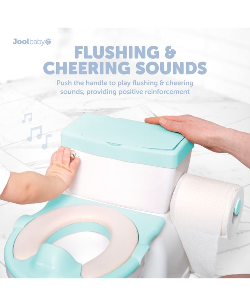 Real Feel 2-in-1 Potty with Wipes Storage, Flushing Sounds & Disposable Liners - Realistic Toilet - Easy to Clean & Assemble - (Aqua)